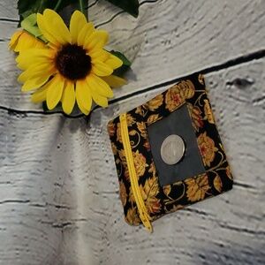 Handmade coin purse / gift bag black yellow small